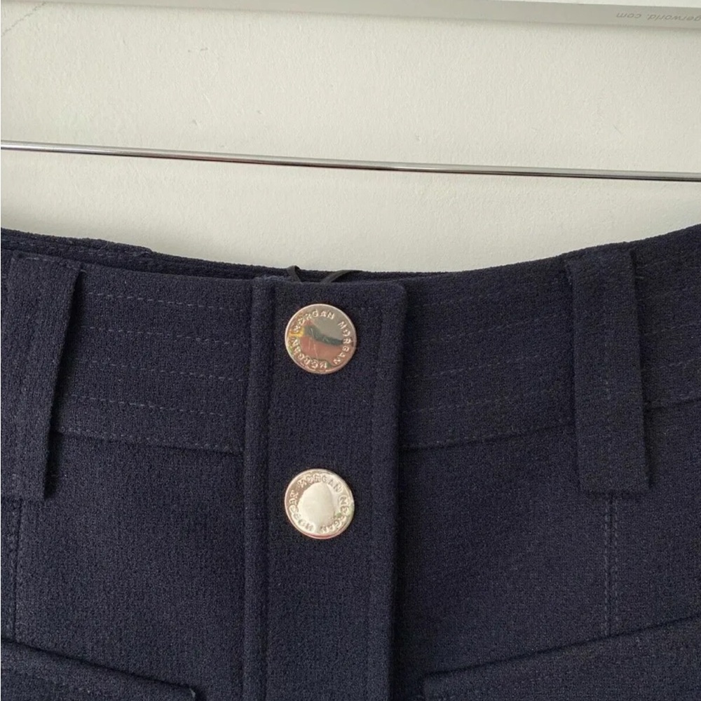 Morgan Dark Blue Mini Button Down Skirt Size 6 UK RRP £52 Front Pockets - Picture 2 of 6